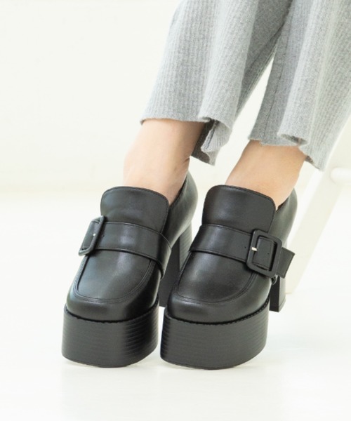 Noubel Voug Relax（ヌーベルヴォーグリラックス）の「厚底 チャンキーヒール ローファー（パンプス・レディース・パイソン/ブラック・S/3L/LL/M/L）」の9枚目の写真