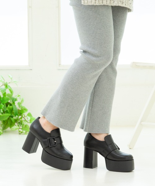 Noubel Voug Relax（ヌーベルヴォーグリラックス）の「厚底 チャンキーヒール ローファー（パンプス・レディース・パイソン/ブラック・S/3L/LL/M/L）」の5枚目の写真