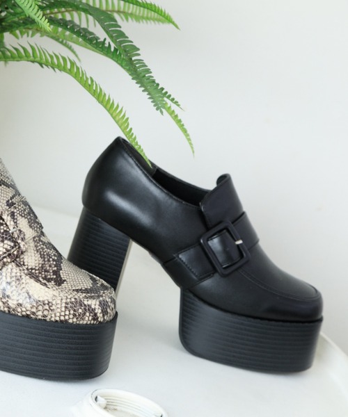 Noubel Voug Relax（ヌーベルヴォーグリラックス）の「厚底 チャンキーヒール ローファー（パンプス・レディース・パイソン/ブラック・S/3L/LL/M/L）」の11枚目の写真