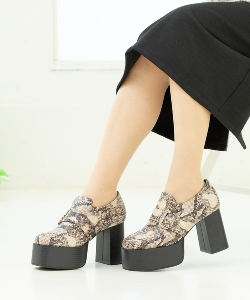 Noubel Voug Relax（ヌーベルヴォーグリラックス）の「厚底 チャンキーヒール ローファー（パンプス・レディース・パイソン/ブラック・S/3L/LL/M/L）」の13枚目の写真