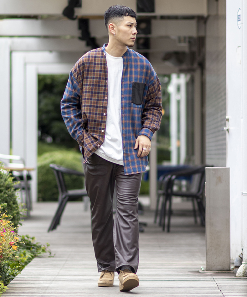 JOINT WORKS(ジョイントワークス)の「JW-CHECK NEL BAND COLLAR シャツ(シャツ/ブラウス・メンズ・グレー/グリーン・MEDIUM/LARGE)」の3枚目の写真