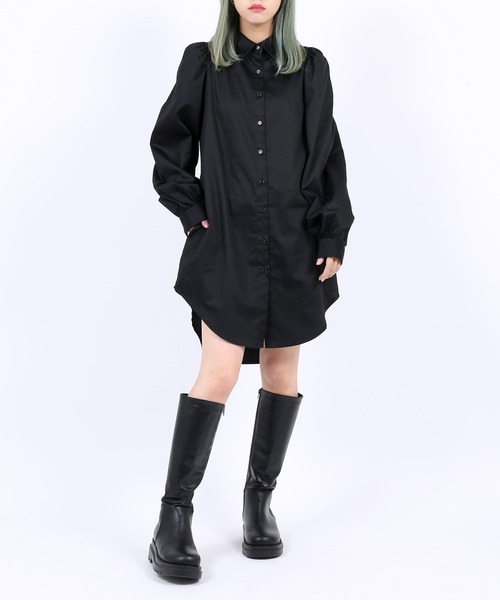 PUNYUS（プニュズ）の「パフスリーブシャツワンピース（シャツワンピース・レディース・ホワイト/ブラック・1/2/4/3）」の12枚目の写真