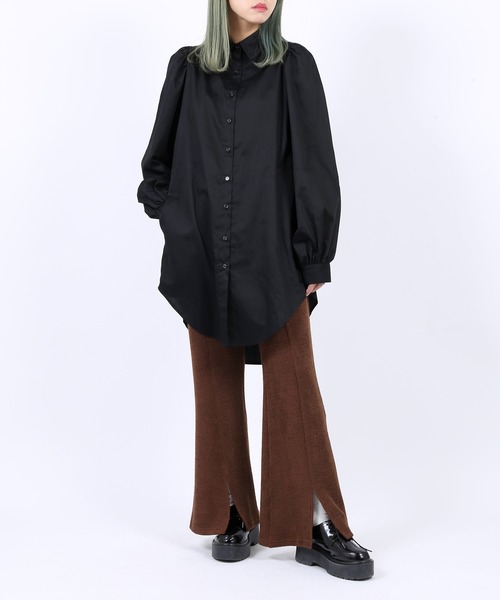 PUNYUS（プニュズ）の「パフスリーブシャツワンピース（シャツワンピース・レディース・ホワイト/ブラック・1/2/4/3）」の14枚目の写真