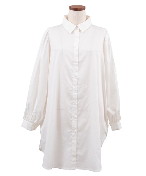PUNYUS（プニュズ）の「パフスリーブシャツワンピース（シャツワンピース・レディース・ホワイト/ブラック・1/2/4/3）」の11枚目の写真