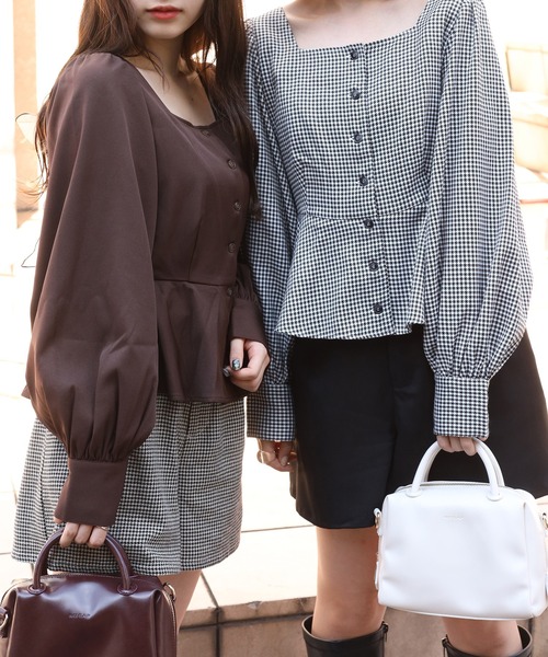 one after another NICE CLAUP（ワンアフターアナザーナイスクラップ）の「バックリボンペプラムブラウス（シャツ/ブラウス・レディース・グレー/その他1/その他2/ブラウン・FREE）」の7枚目の写真