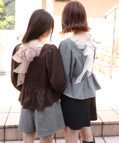 one after another NICE CLAUP（ワンアフターアナザーナイスクラップ）の「バックリボンペプラムブラウス（シャツ/ブラウス・レディース・グレー/その他1/その他2/ブラウン・FREE）」の17枚目の写真