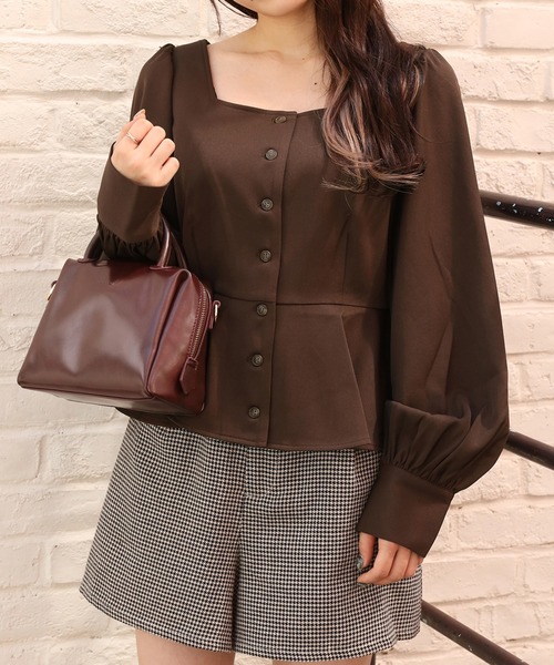one after another NICE CLAUP（ワンアフターアナザーナイスクラップ）の「バックリボンペプラムブラウス（シャツ/ブラウス・レディース・グレー/その他1/その他2/ブラウン・FREE）」の13枚目の写真