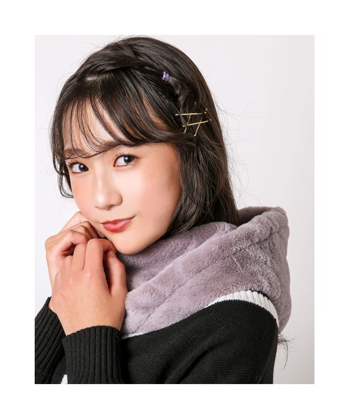 ZIDDY（ジディ）の「ZIDDY/ワンポイント柄ファースヌード（ストール/ショール・キッズ・パープル/ピンク/グレー系その他/ブラック系その他・ONESIZE）」の4枚目の写真