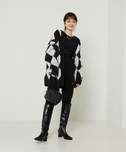 FREAK'S STORE（フリークスストア）の「ダイヤ柄カーディガン（カーディガン/ボレロ・レディース・イエロー/ブラック・ﾌﾘ-）」の9枚目の写真