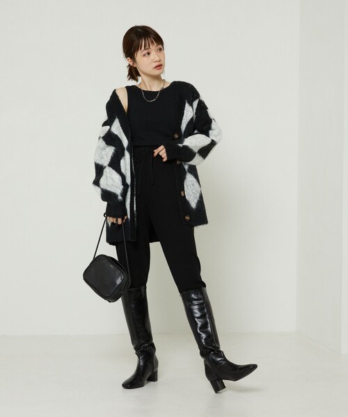 FREAK'S STORE（フリークスストア）の「ダイヤ柄カーディガン（カーディガン/ボレロ・レディース・イエロー/ブラック・ﾌﾘ-）」の11枚目の写真