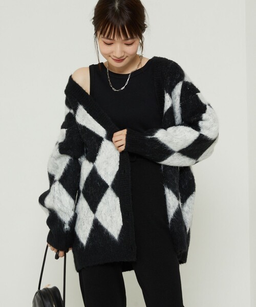 FREAK'S STORE（フリークスストア）の「ダイヤ柄カーディガン（カーディガン/ボレロ・レディース・イエロー/ブラック・ﾌﾘ-）」の16枚目の写真