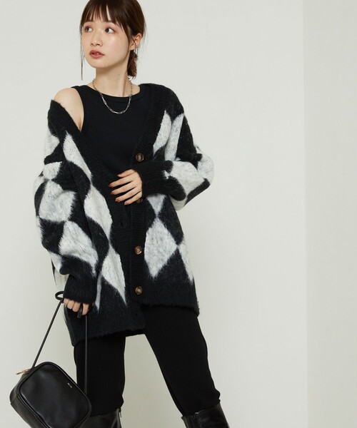 FREAK'S STORE（フリークスストア）の「ダイヤ柄カーディガン（カーディガン/ボレロ・レディース・イエロー/ブラック・ﾌﾘ-）」の18枚目の写真