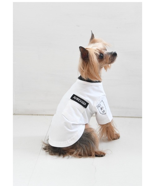 AVIREX（アヴィレックス）の「AVIREX/アヴィレックス/ファティーグTシャツ 小型犬サイズ/犬服(ドッグウェア)（ペットウェア・メンズ・ホワイト×グレー/ブラック/ネイビー/カーキ/ブラック×グレー/ホワイト・3L/2L/S/XS/M/L）」の2枚目の写真