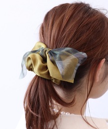 レオパードオーガンジーリボンシュシュ