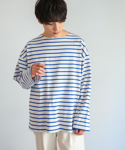 WEGO(ウィゴー)の「WEGO/バスクボーダーBIGロンT(Tシャツ/カットソー・メンズ・ホワイト/ホワイト系その他・MEDIUM/LARGE)」の14枚目の写真