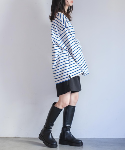 WEGO(ウィゴー)の「WEGO/バスクボーダーBIGロンT(Tシャツ/カットソー・メンズ・ホワイト/ホワイト系その他・MEDIUM/LARGE)」の16枚目の写真