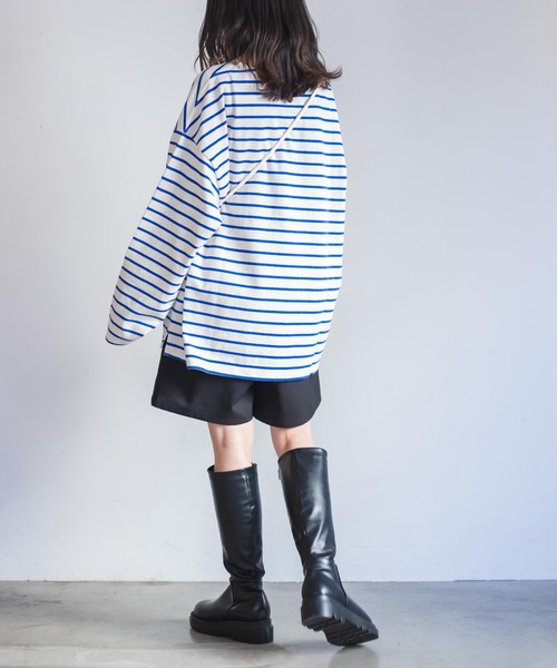 WEGO(ウィゴー)の「WEGO/バスクボーダーBIGロンT(Tシャツ/カットソー・メンズ・ホワイト/ホワイト系その他・MEDIUM/LARGE)」の13枚目の写真