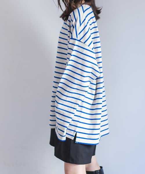 WEGO(ウィゴー)の「WEGO/バスクボーダーBIGロンT(Tシャツ/カットソー・メンズ・ホワイト/ホワイト系その他・MEDIUM/LARGE)」の21枚目の写真