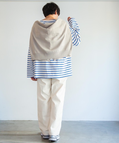 WEGO(ウィゴー)の「WEGO/バスクボーダーBIGロンT(Tシャツ/カットソー・メンズ・ホワイト/ホワイト系その他・MEDIUM/LARGE)」の12枚目の写真