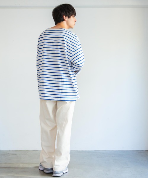 WEGO(ウィゴー)の「WEGO/バスクボーダーBIGロンT(Tシャツ/カットソー・メンズ・ホワイト/ホワイト系その他・MEDIUM/LARGE)」の19枚目の写真