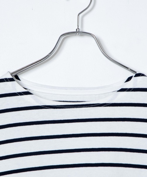 WEGO(ウィゴー)の「WEGO/バスクボーダーBIGロンT(Tシャツ/カットソー・メンズ・ホワイト/ホワイト系その他・MEDIUM/LARGE)」の3枚目の写真