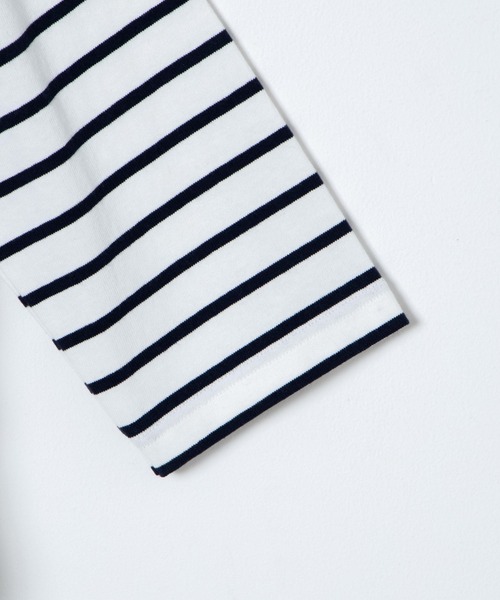 WEGO(ウィゴー)の「WEGO/バスクボーダーBIGロンT(Tシャツ/カットソー・メンズ・ホワイト/ホワイト系その他・MEDIUM/LARGE)」の4枚目の写真