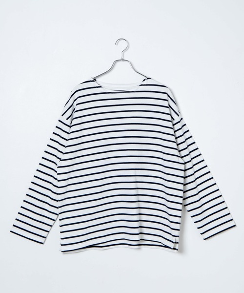 WEGO(ウィゴー)の「WEGO/バスクボーダーBIGロンT(Tシャツ/カットソー・メンズ・ホワイト/ホワイト系その他・MEDIUM/LARGE)」の6枚目の写真