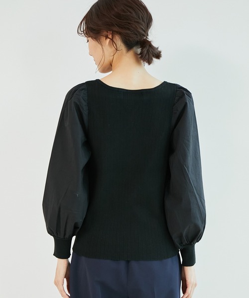 ROPE' PICNIC(ロペピクニック)の「袖異素材スクエアネックニットプルオーバー(ニット/セーター・レディース・ブラック/オフホワイト/ベージュ系その他/イエロー・38)」の15枚目の写真