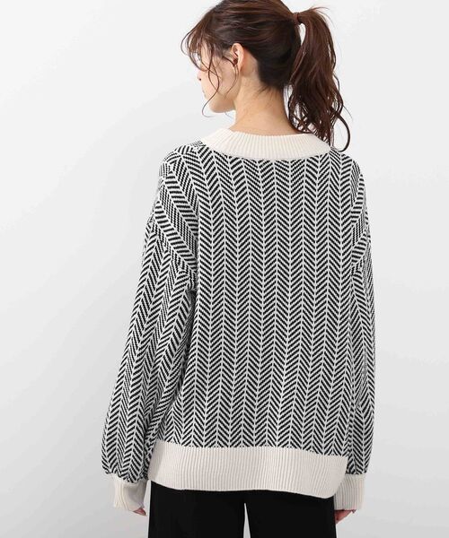DRESKIP（ドレスキップ）の「◆ヘリンボーンジャカードニット（ニット/セーター・レディース・サンドベージュ/ブラック/オフホワイト・03/02/04）」の17枚目の写真