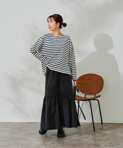 DouDou（ドゥドゥ）の「タックフレアスカート（スカート・レディース・オフホワイト/ブラック・FREE）」の6枚目の写真