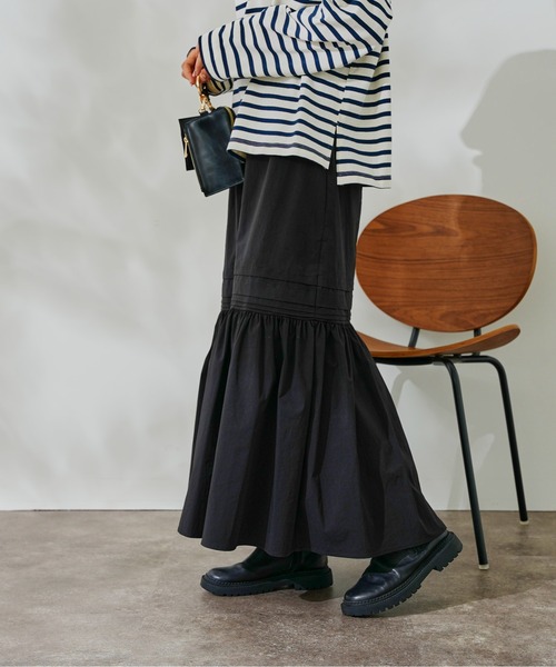 DouDou（ドゥドゥ）の「タックフレアスカート（スカート・レディース・オフホワイト/ブラック・FREE）」の9枚目の写真