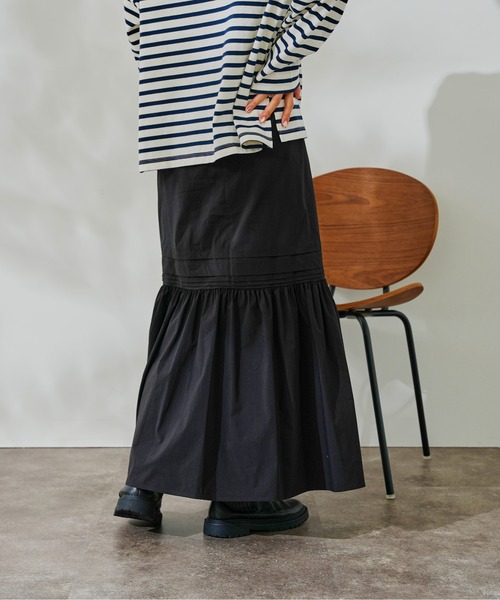 DouDou（ドゥドゥ）の「タックフレアスカート（スカート・レディース・オフホワイト/ブラック・FREE）」の11枚目の写真