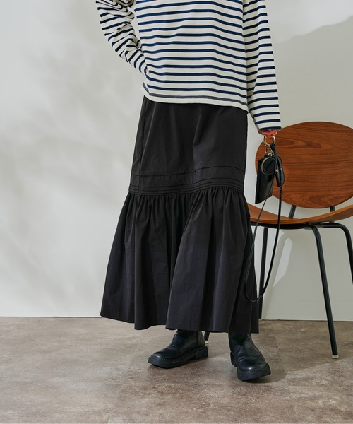 DouDou（ドゥドゥ）の「タックフレアスカート（スカート・レディース・オフホワイト/ブラック・FREE）」の12枚目の写真