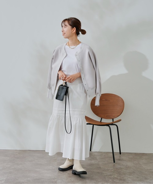 DouDou（ドゥドゥ）の「タックフレアスカート（スカート・レディース・オフホワイト/ブラック・FREE）」の13枚目の写真