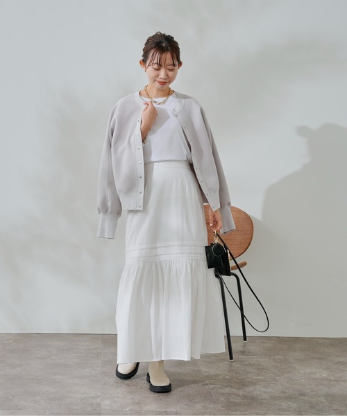 DouDou（ドゥドゥ）の「タックフレアスカート（スカート・レディース・オフホワイト/ブラック・FREE）」の14枚目の写真