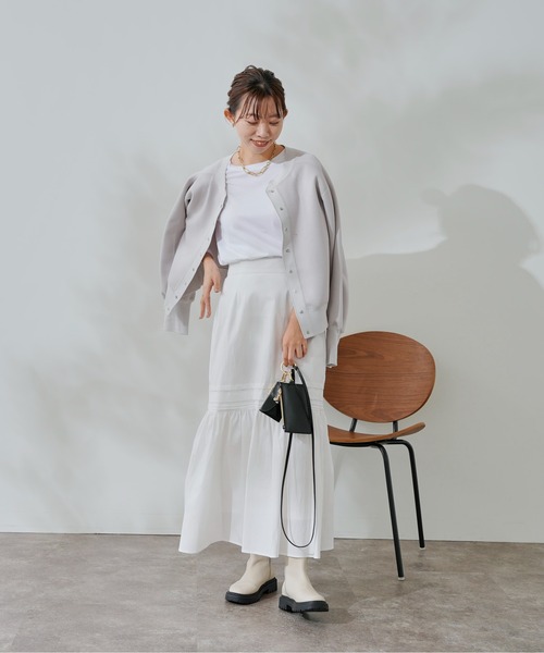 DouDou（ドゥドゥ）の「タックフレアスカート（スカート・レディース・オフホワイト/ブラック・FREE）」の15枚目の写真