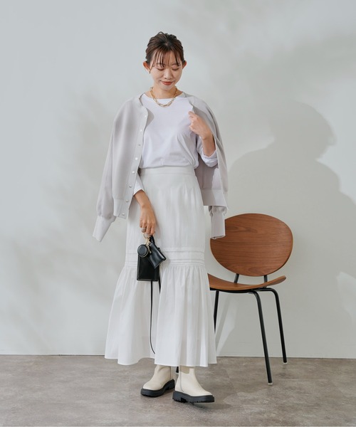 DouDou（ドゥドゥ）の「タックフレアスカート（スカート・レディース・オフホワイト/ブラック・FREE）」の17枚目の写真