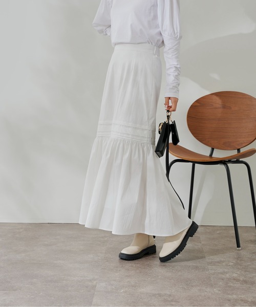 DouDou（ドゥドゥ）の「タックフレアスカート（スカート・レディース・オフホワイト/ブラック・FREE）」の20枚目の写真