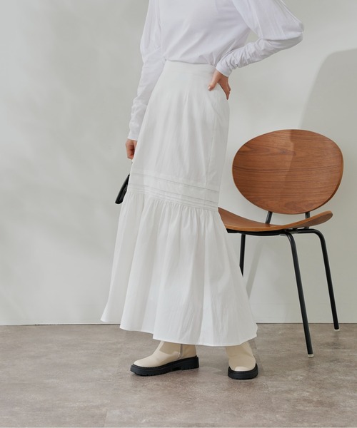 DouDou（ドゥドゥ）の「タックフレアスカート（スカート・レディース・オフホワイト/ブラック・FREE）」の22枚目の写真