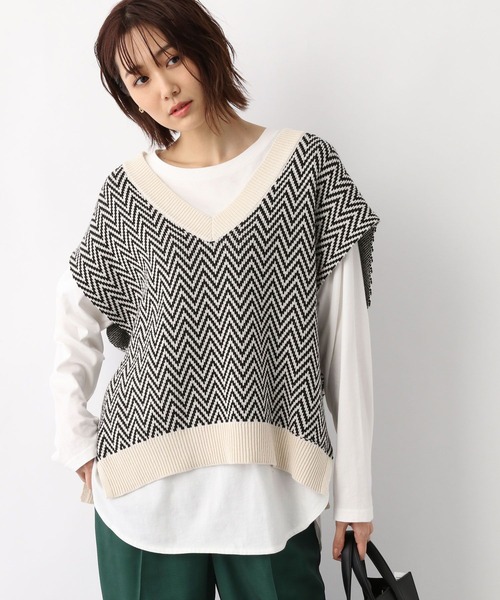 GLOBAL WORK（グローバルワーク）の「ジャガードニットベスト/262118（ベスト・レディース・ブラック/ブルー/グリーン・FREE）」の8枚目の写真