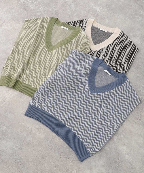 GLOBAL WORK（グローバルワーク）の「ジャガードニットベスト/262118（ベスト・レディース・ブラック/ブルー/グリーン・FREE）」の12枚目の写真