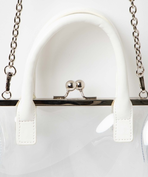 WEGO(ウィゴー)の「WEGO/PUハンドルガマ口クリアバッグ(ショルダーバッグ・レディース・ホワイト系その他/ブラック・FREE)」の4枚目の写真