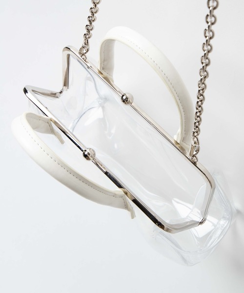 WEGO(ウィゴー)の「WEGO/PUハンドルガマ口クリアバッグ(ショルダーバッグ・レディース・ホワイト系その他/ブラック・FREE)」の9枚目の写真