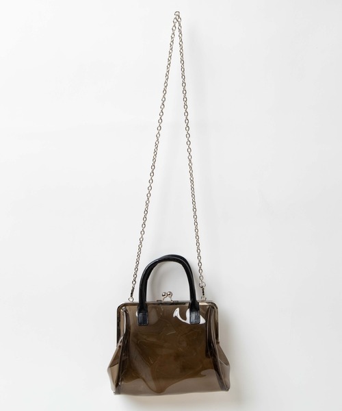 WEGO(ウィゴー)の「WEGO/PUハンドルガマ口クリアバッグ(ショルダーバッグ・レディース・ホワイト系その他/ブラック・FREE)」の5枚目の写真