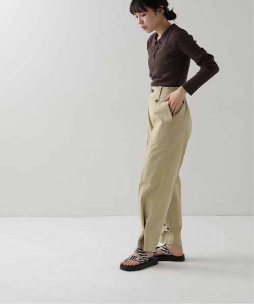 RAY CASSIN（レイカズン）の「衿付きヘンリーニットプルオーバー（ニット/セーター・レディース・ブラウン/ライトカーキ/キナリ・FREE）」の6枚目の写真