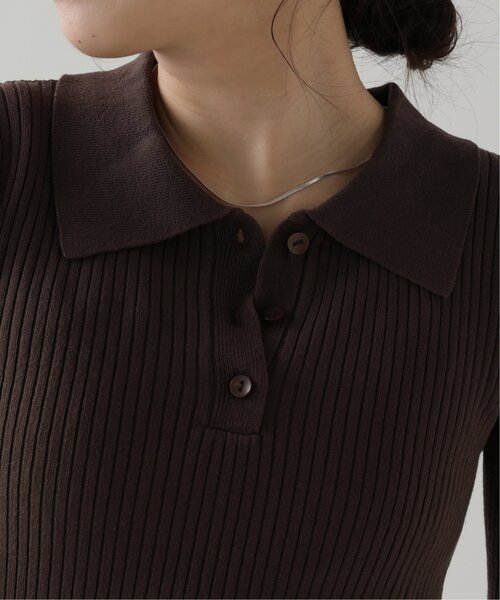 RAY CASSIN（レイカズン）の「衿付きヘンリーニットプルオーバー（ニット/セーター・レディース・ブラウン/ライトカーキ/キナリ・FREE）」の8枚目の写真