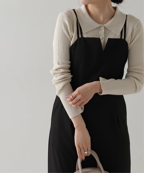 RAY CASSIN（レイカズン）の「衿付きヘンリーニットプルオーバー（ニット/セーター・レディース・ブラウン/ライトカーキ/キナリ・FREE）」の13枚目の写真