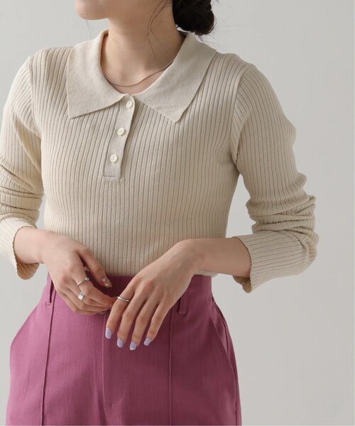 RAY CASSIN（レイカズン）の「衿付きヘンリーニットプルオーバー（ニット/セーター・レディース・ブラウン/ライトカーキ/キナリ・FREE）」の16枚目の写真