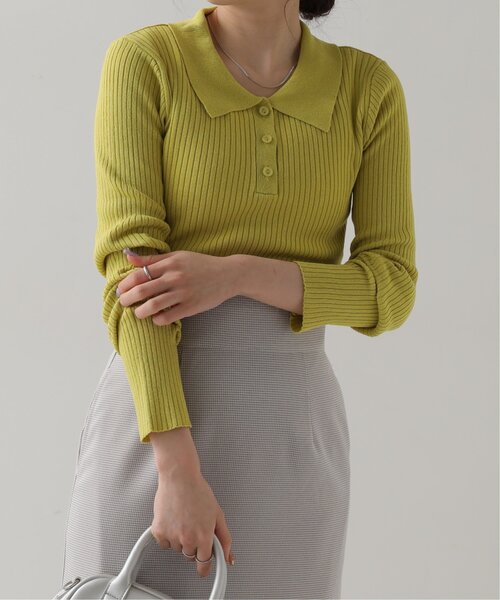 RAY CASSIN（レイカズン）の「衿付きヘンリーニットプルオーバー（ニット/セーター・レディース・ブラウン/ライトカーキ/キナリ・FREE）」の18枚目の写真