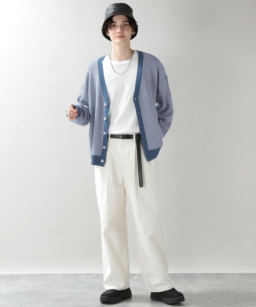 RAGEBLUE（レイジブルー）の「総柄ビッグニットカーディガン/264628（カーディガン/ボレロ・メンズ・ベージュ/ライトブルー/イエロー・MEDIUM/LARGE）」の7枚目の写真